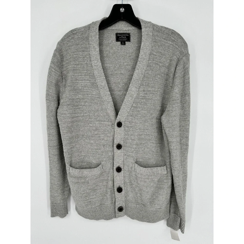 Abercrombie & Fitch Mens Gray Cotton Button Front‎ Cardigan Sweater Size M